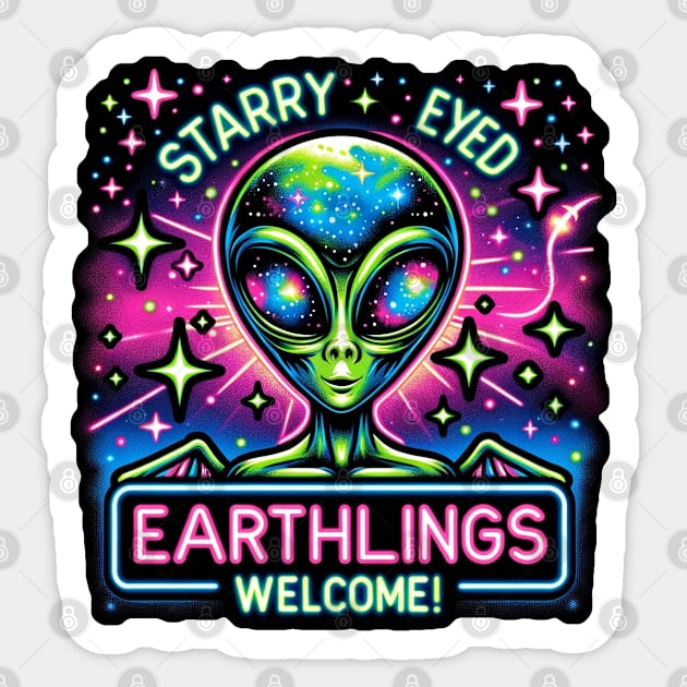 Starry-Eyed Welcome - Earthlings Collection Sticker by Doming_Designs